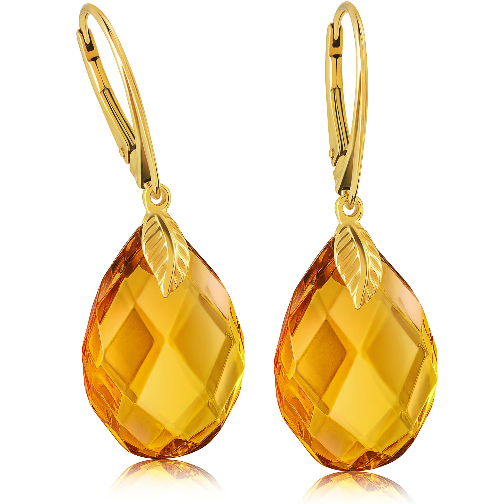 Orecchini in ambra – Eleganti gioielli in ambra da appendere con raccordo dorato per donna, orecchini a goccia in ambra, gioielli da donna