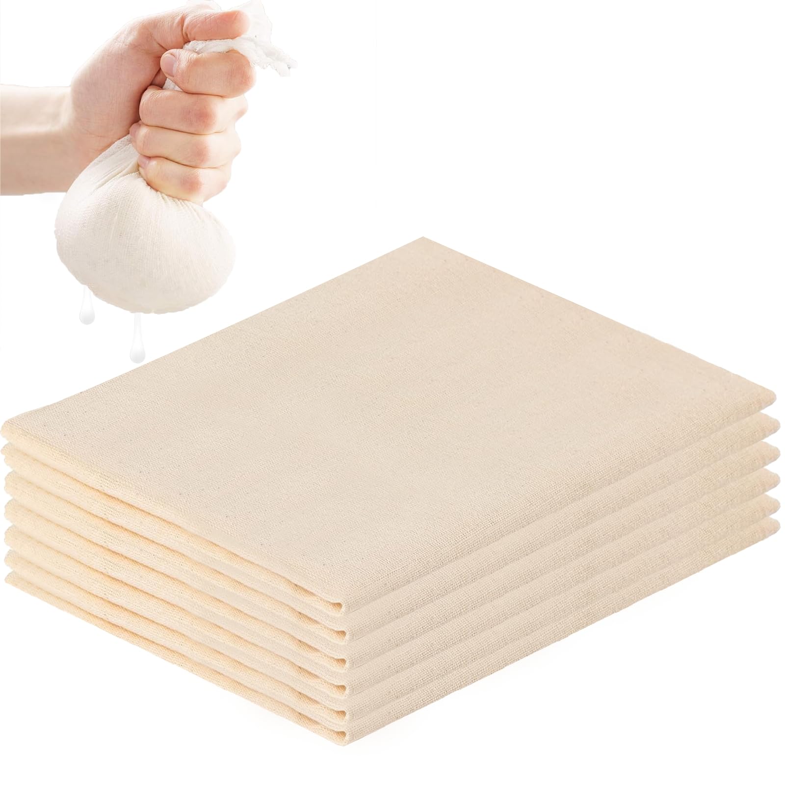 Bomtop 6 Pièces Etamine Alimentaire Pour Cuisiner, Non Blanchi, Lavable