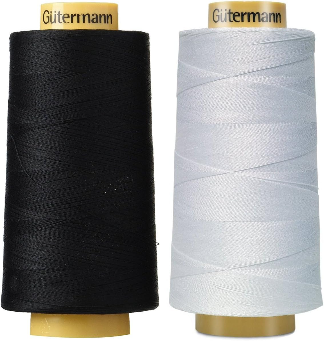 Black + White Bundle - Gutermann Natural Cotton Thread Solids, 3281-Yard Each