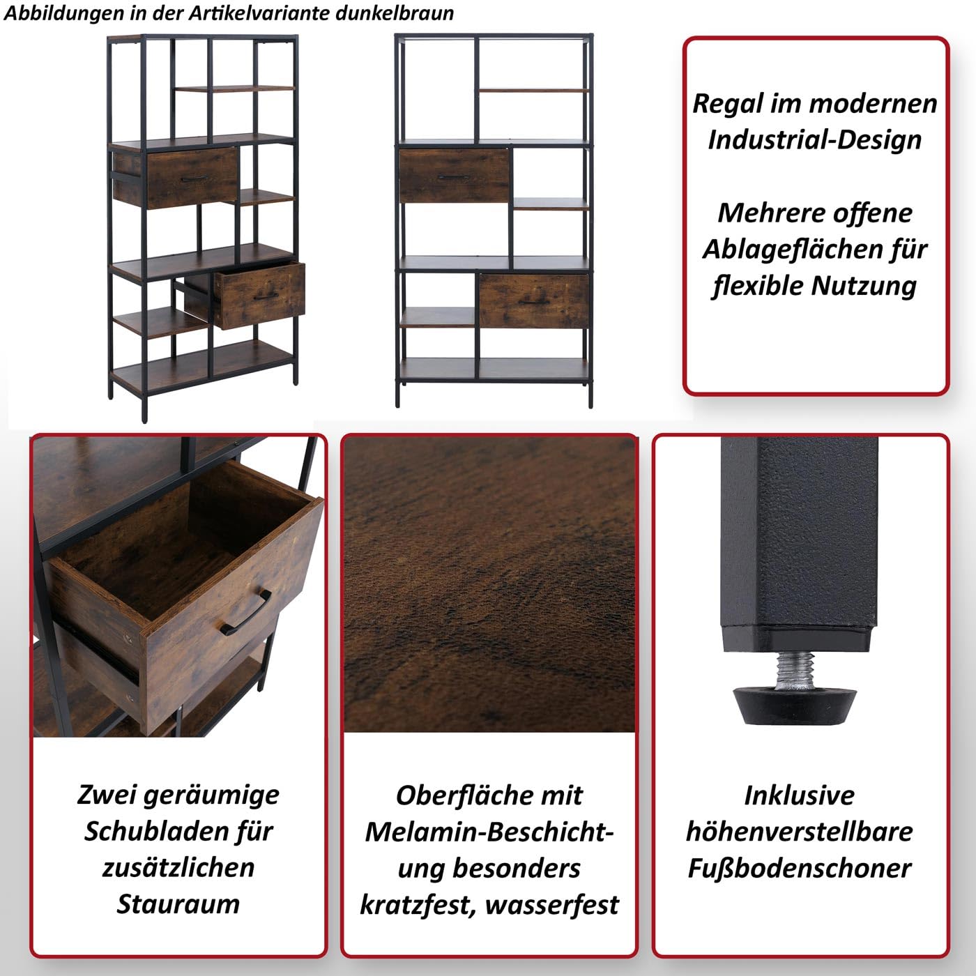 Mendler Regał HWC-P11 150 x 81 x 33 cm MDF - czarny