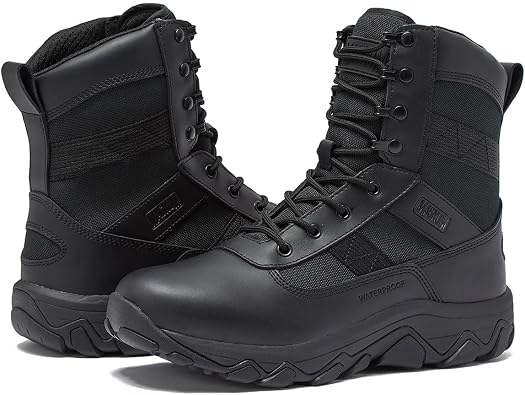 MAGNUM Men's Bragg Waterproof Tactical Boots for Men, Mens Military Hiking Boots, Breathable Light Weight Work Boots for Men - Black, 11.5 Medium