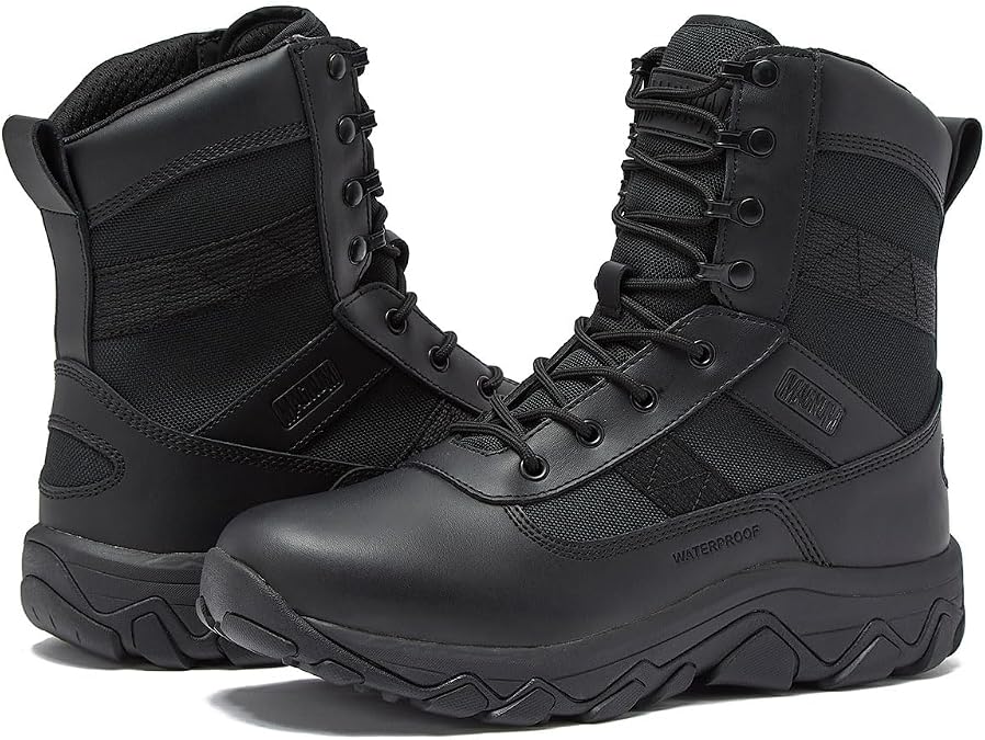 MAGNUM Men's Bragg Waterproof Tactical Boots for Men, Mens Military Hiking Boots, Breathable Light Weight Work Boots for Men - Black, 11.5 Medium