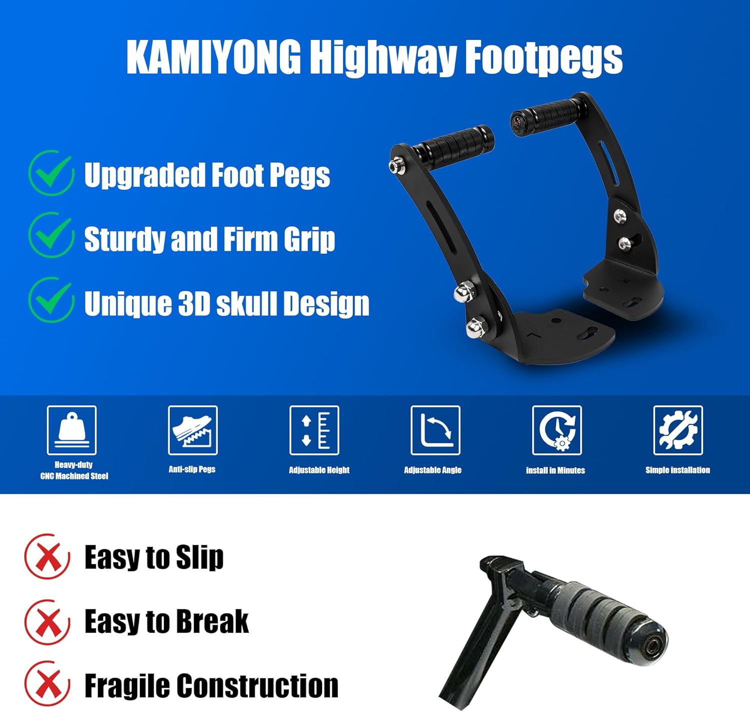 Adjustable Highway Pegs for Can Am Spyder F3 2015-2023, Footpegs Floorboard Foot Rests Extension Peg Mount Kit for Spyder Models