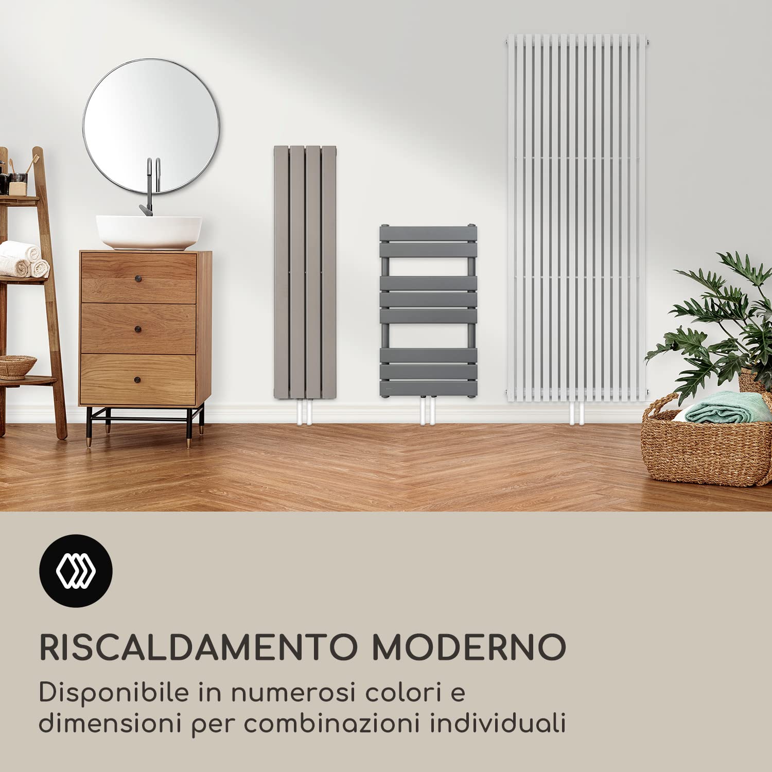 Blumfeldt Scaldasalviette Elettrico Bagno, Termoarredo Elettrico Bagno con Termostato, Radiatore ad Acqua Verticale da 355 W, Termosifone Silenzioso a Basso Consumo, Termosifone a Parete Ecologico