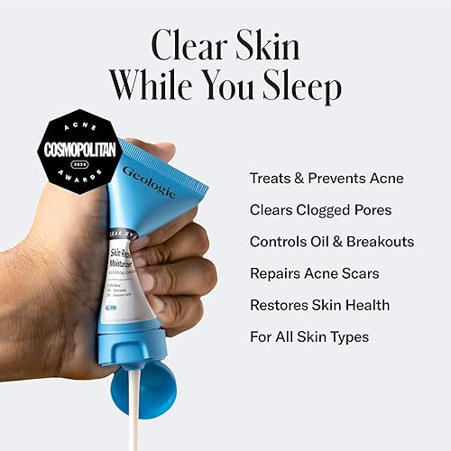 Miniatura 8 de Geologie Rutina facial Clear Skin  El kit de 3 piezas incluye limpiador exfoliante, hidratante reparador de PM y crema hidratante AM sin aceite,