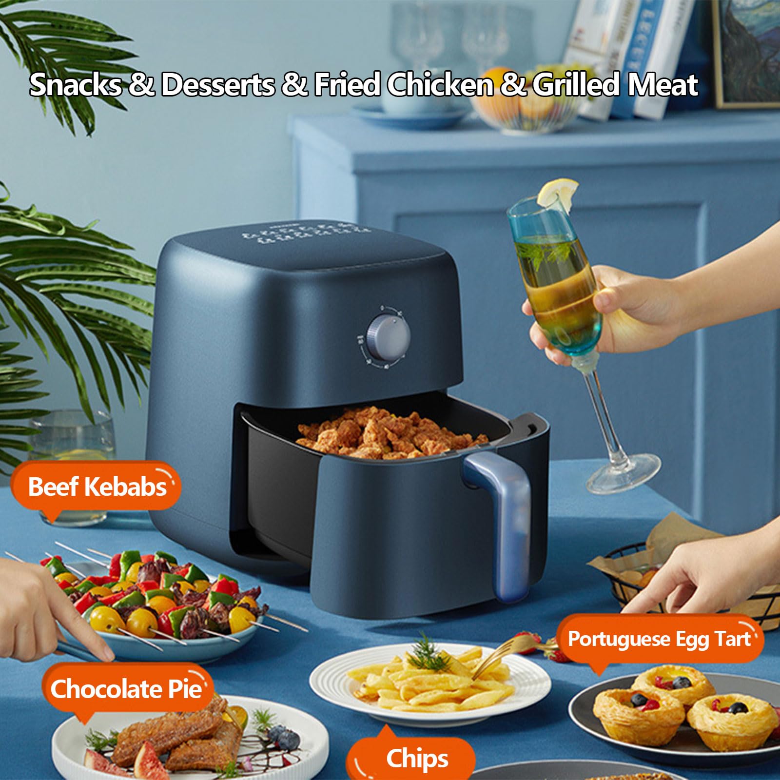 Freidora de Aire, freidora eléctrica Multifuncional 12 en 1 con Temperatura y Control de Tiempo, Cesta Antiadherente, 4.2L de Alto Volumen, 12 Cocineros para Cocina y Cocina