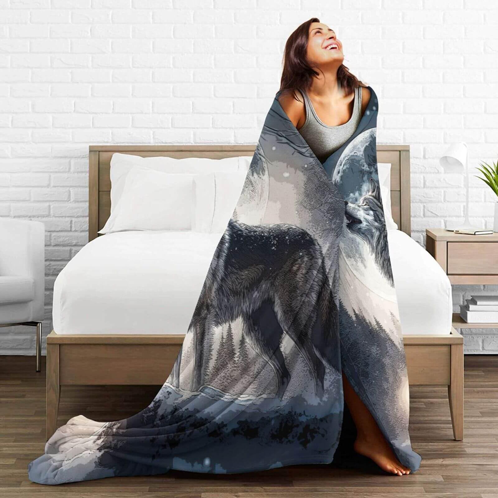 Homieblanket Wolf-Decke – 152x203 Cm, Weich, Warm, Bedruckt, Für Couch & Bett