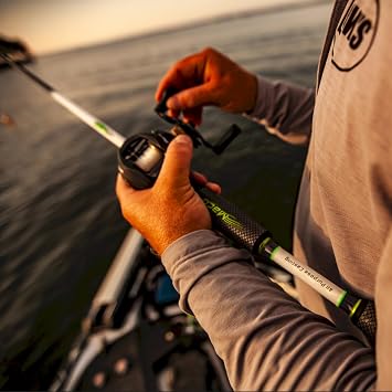 Lew's MACH 1 Casting Fishing Rod, 7-Foot, 2-Piece IM7 Graphite Rod with Medium Power and Moderate-Fast Action, Winn Dri-Tac Split-Grip, Graphite Skeletal Reel Seat, White/Black/Green