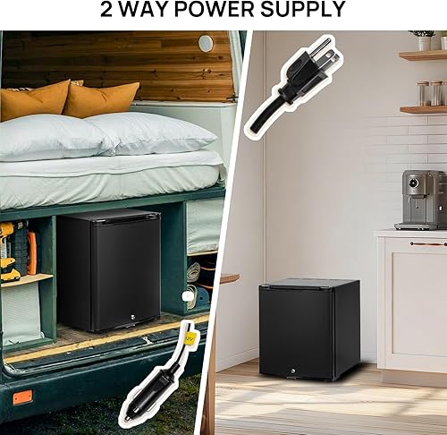 Miniatura 2 de Smad Mini Fridge with Lock Compact Refrigerator for Bedroom Dorm Office No Noise,12V/110V,1.0 Cubic Feet, Black