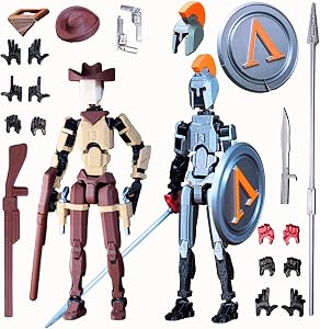 Spartan and Cowboy t13 Action Figure｜2-Pack 5.4 inches｜Assembly Completed｜ 3D Printed Dummy 13 Action Figure for Collectors｜Lucky 13 Gift for Friends
