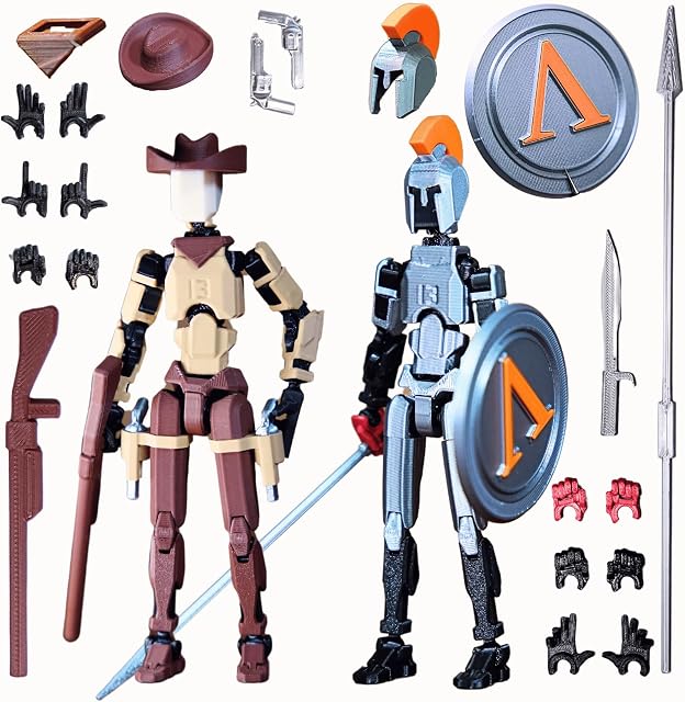Spartan and Cowboy t13 Action Figure|2-Pack 5.4 inches|Assembly Completed| 3D Printed Dummy 13 Action Figure for Collectors|Lucky 13 Gift for Friends