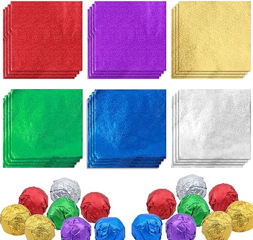 600 envoltorios de caramelo de aluminio, 4 x 4 pulgadas, paquete cuadrado para embalaje de dulces de chocolate