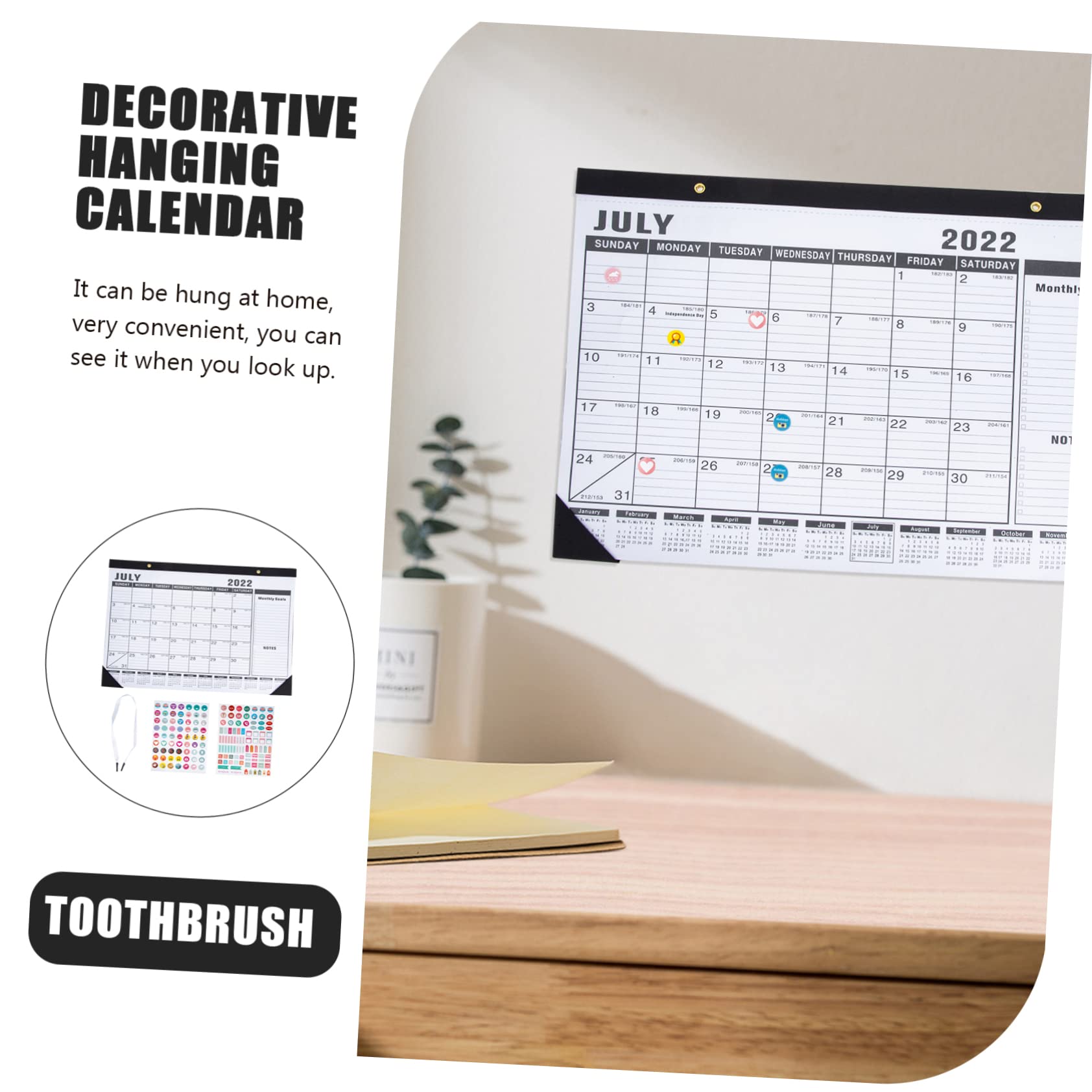 VILLCASE 3stücke Englischer Wandkalender Multifunktionaler Hängender Kalender Für Büro Und Zuhause Praktischer Monatskalender Mit Klarer Druckqualität Und Aufkleber Planung