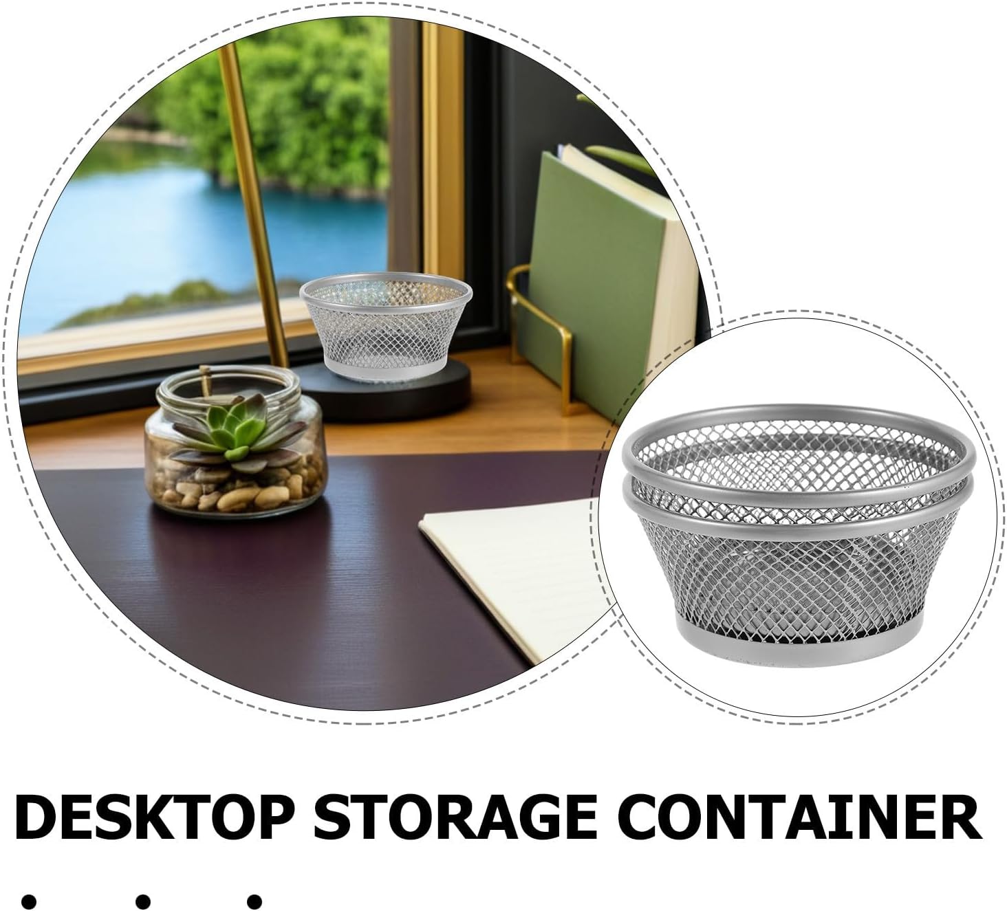 SEWACC 2pcs Stackable round Iron Paper Clip Holder Mesh Dispenser for Desktop and Home Office, Space-saving Minimalist Desk Organizer for Professionals and Teachers