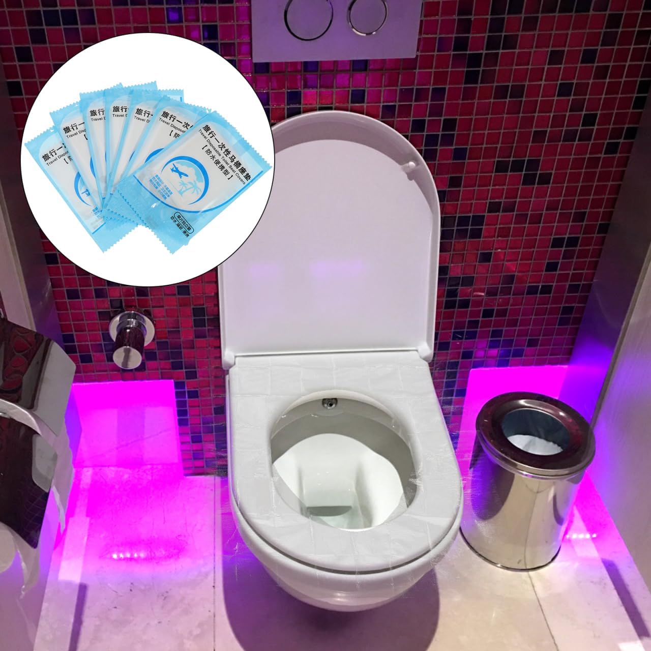 KICHOUSE Disposable Toilet Seat Covers 200 Pcs Portable Toilet Seat Cushion Pads Individually Packaged Travel Camping Public Restrooms Water Barrier Tear Resistant