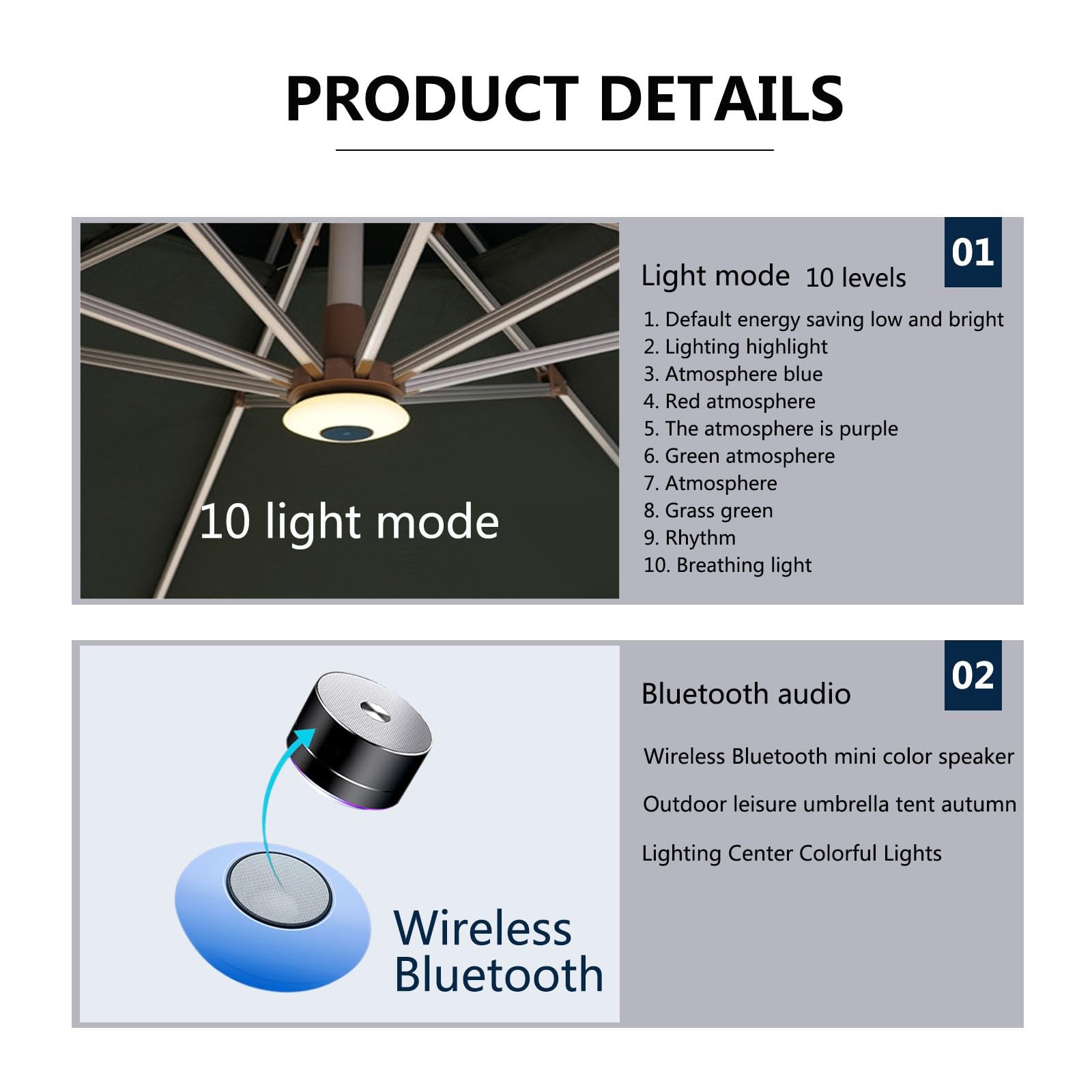 Luz de sombrilla LED a prueba de agua Lámpara paraguas recargable Luz de sombrilla inalámbrica para jardín al aire libre para sombrilla de patio tienda de campaña al aire libre Luces para sombrill