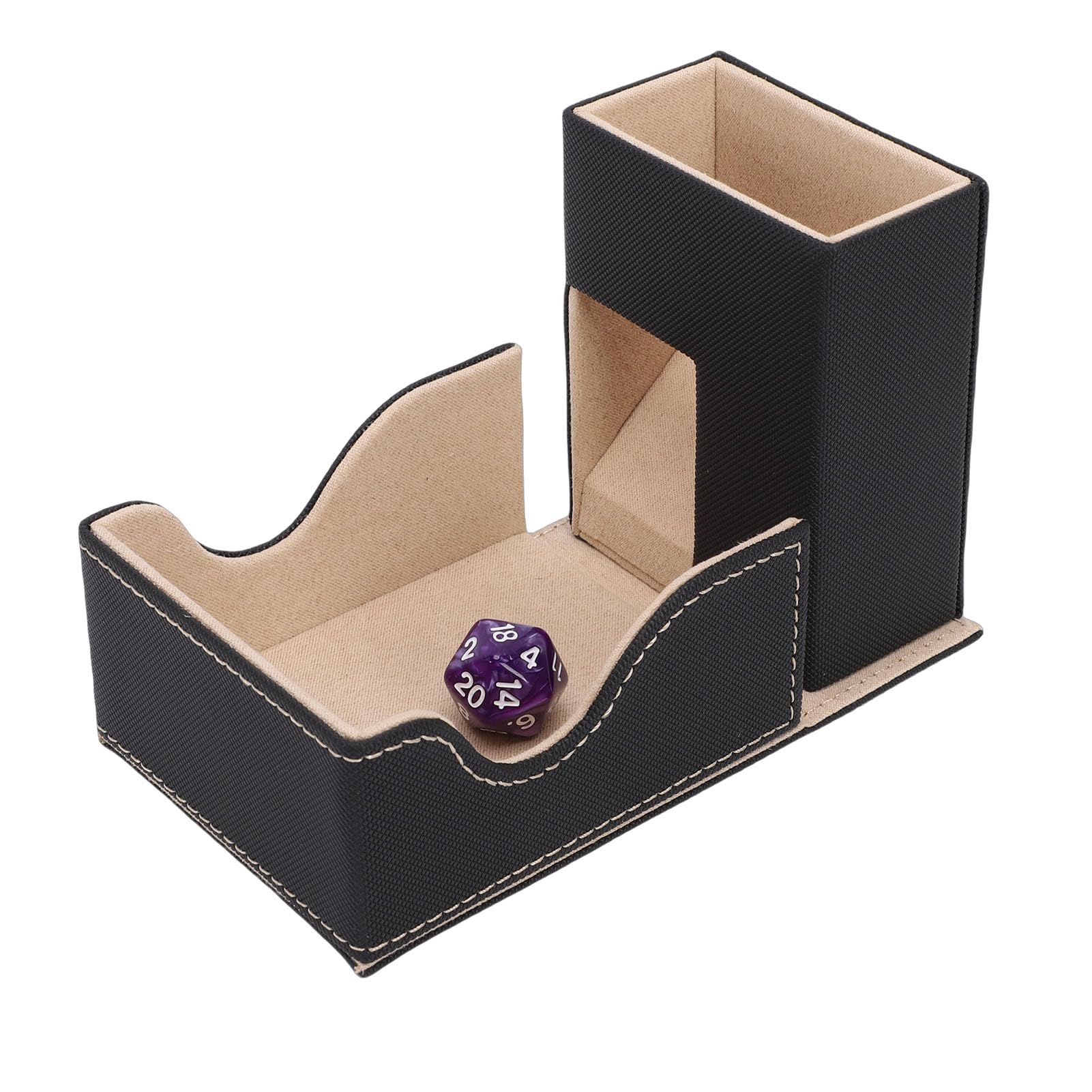 Cocoarm Torre de Dados Plegable, Torre de Rodamiento Magnética en Piel PU con Forro de Terciopelo para Juegos de Mesa D&D RPG (Oro Negro)