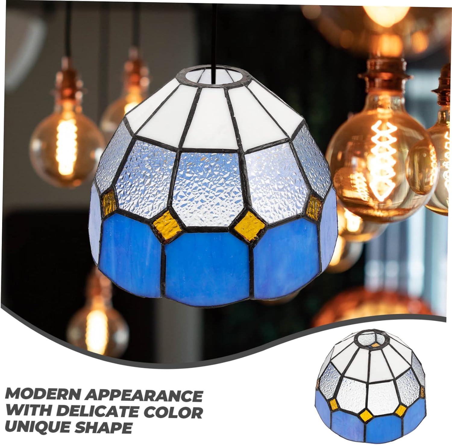 Gadpiparty Decorative Stained Glass Lampshade Pendant Light Shade Modern Lamp Cover Easy Install Farmhouse Style