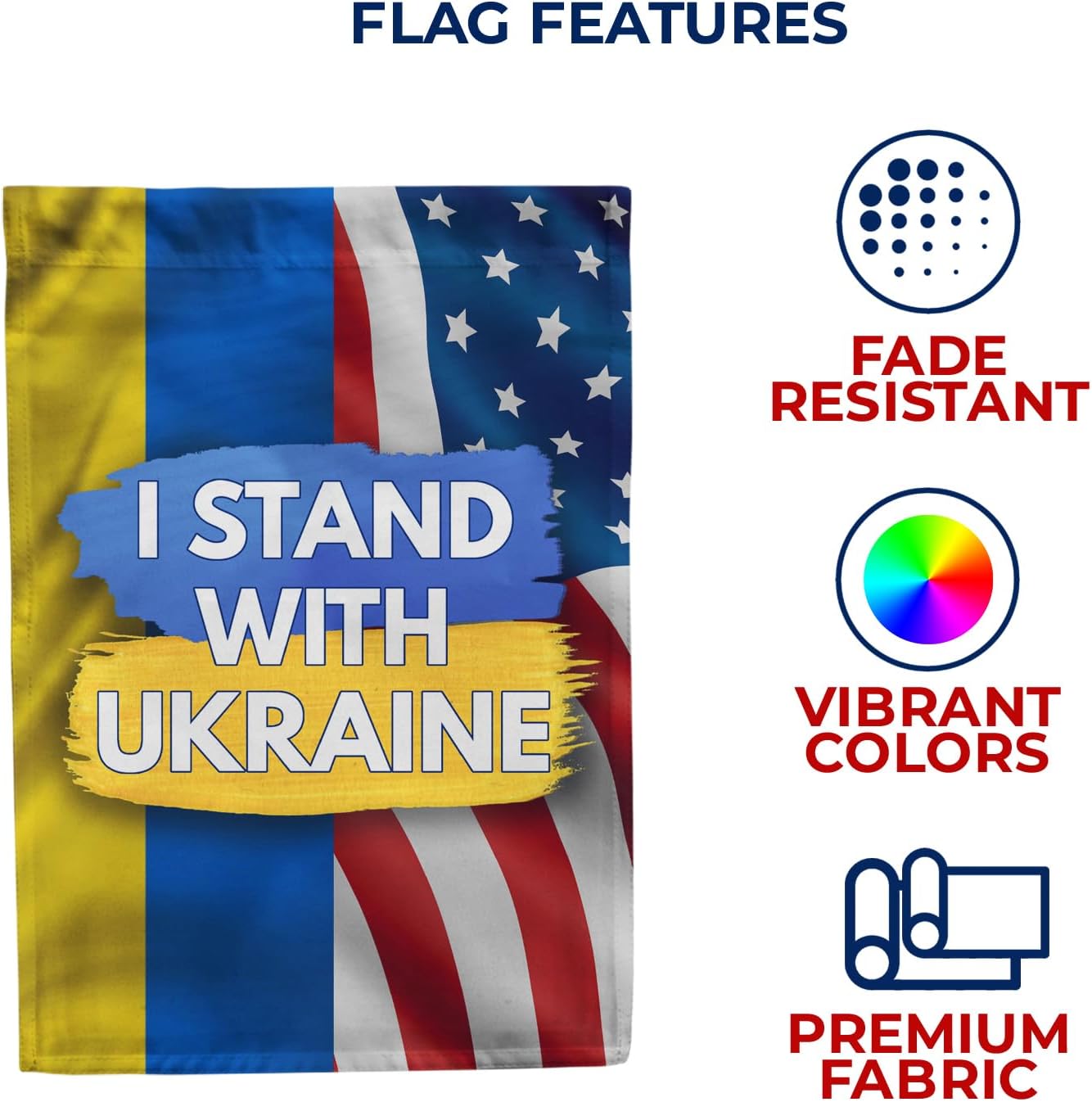 America Forever I Stand with Ukraine USA House Flag 28x40 inch Double Sided Outdoor Yard Decorative Russia Conflict Stop the War Support National Flag