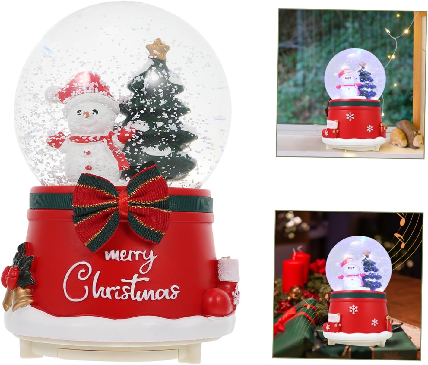1Pc Christmas Music Crystal Ball Rotating Musical Box with LED Light Luminous Xmas Ornament for Home and Giving Delicate Holiday Melody Decoration