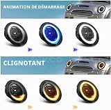 CKCD LED Headlights Assembly fit for Mini Hatchback Convertible R50 R52 R53 2001-2007,Front Lamp with breathe Blue DRL and Sequential Turn Signal,Black - 5