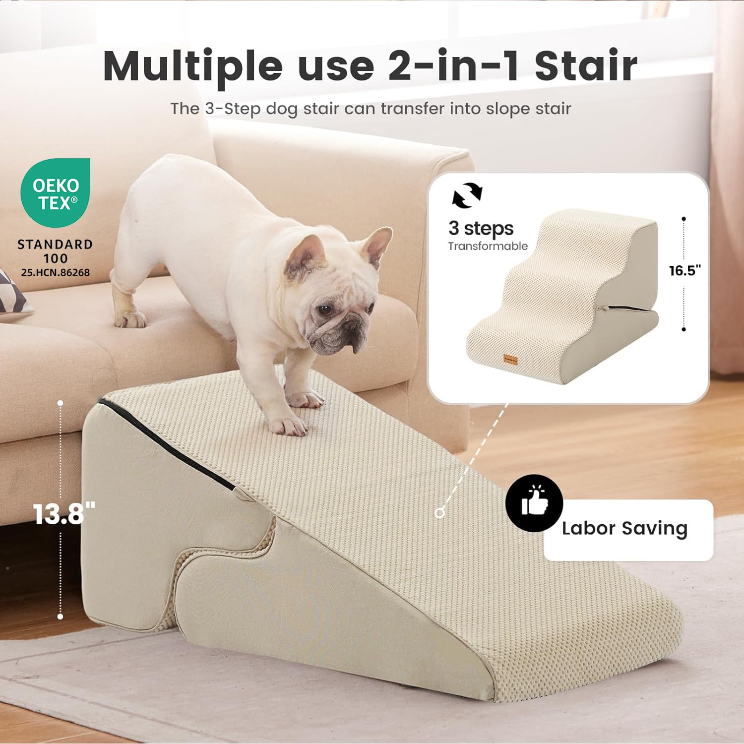 Generic Gradini Per Animali Domestici Scale Per Cani Rampa Per Cani Scaletta Spugna Multiuso Ad Alta Densità Per Cani Di Piccola Taglia, S 3 Gradini Grigio - 10