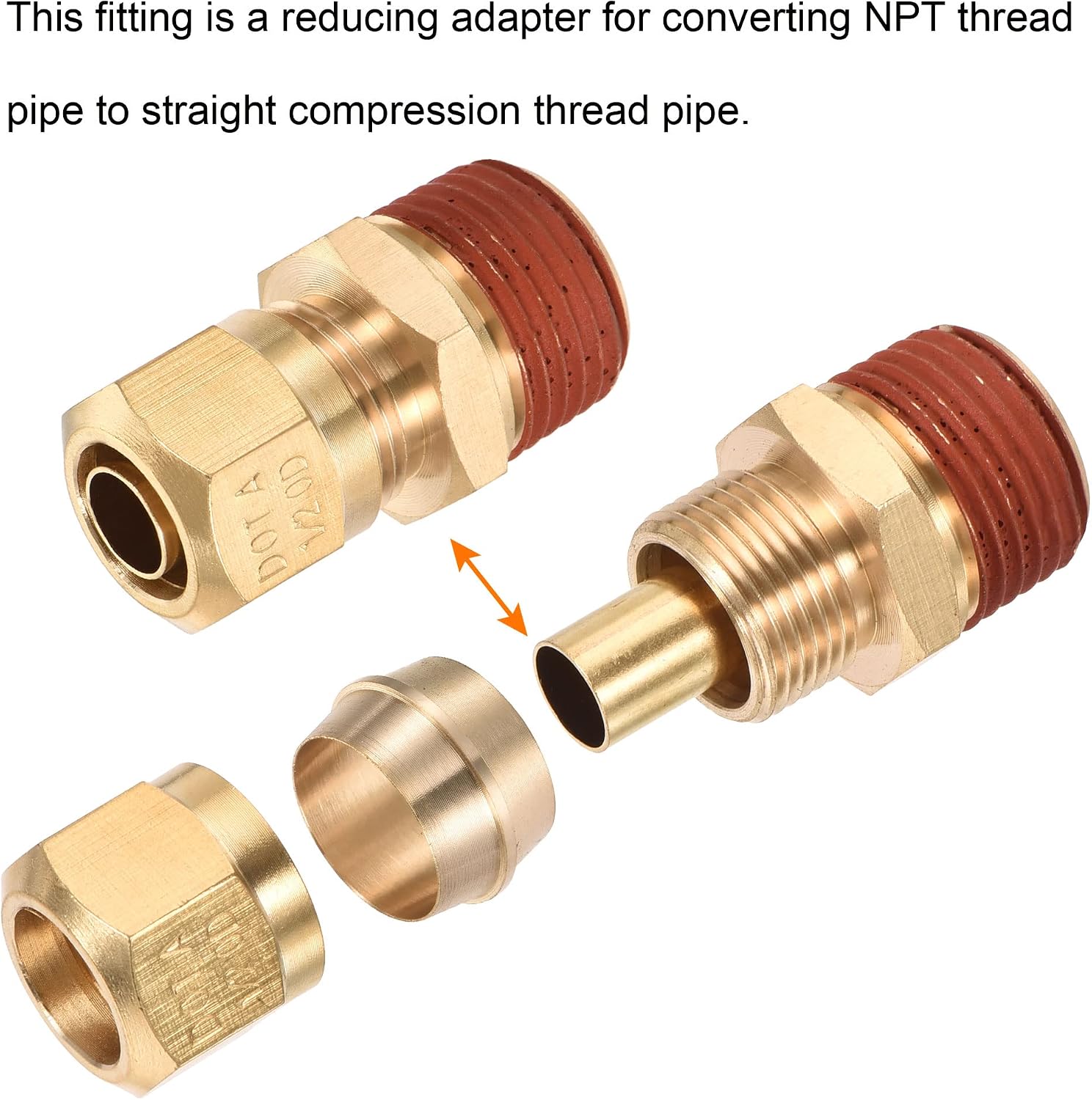 MECCANIXITY Brass Compression Tube Fitting 1/2NPT x 1/2" Tube OD Straight Coupling Adapter