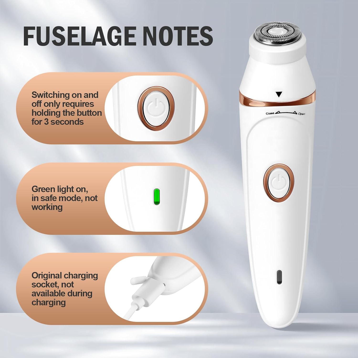 Electric Razors for Women, 7-in-1 Painless Body Shaver for Women, Rechargeable Hair Removal kit for Facial, Legs, Bikini, Armpits - Image 3