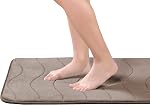 H.VERSAILTEX Microfiber Bath Mats for Bathroom, Machine Washable Non Slip Bath Rugs for Bathroom/Kitchen, Water Absorbent Foam Mat (Taupe Waved Pattern, 1 Pack - 17" x 24")