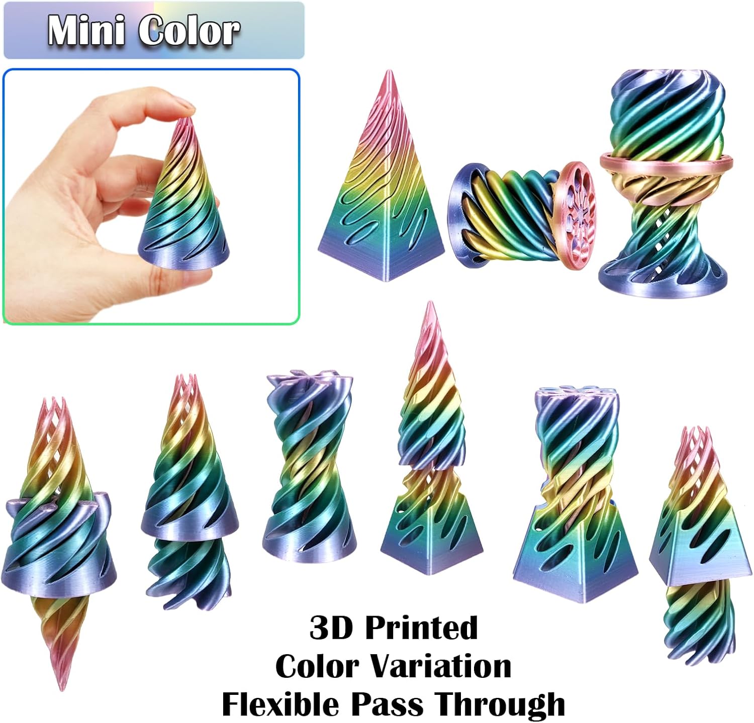 3D Printed Impossible Pyramid Passthrough Sculpture, Cone Fidget Toy, Impossible Cylinder Anxiety Relief Toy, Magic Impossible Passthrough for Desktop Decoration Toy
