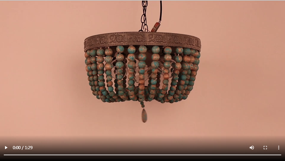 JEUNEU Bohemia Wood Beaded Flush Mount Ceiling Light Antique Rustic Pendant Light Blue Finishing for Bedroom Kitchen Island Farmhouse Hallway Entryway Passway Dining Room 3-Light - Image 8