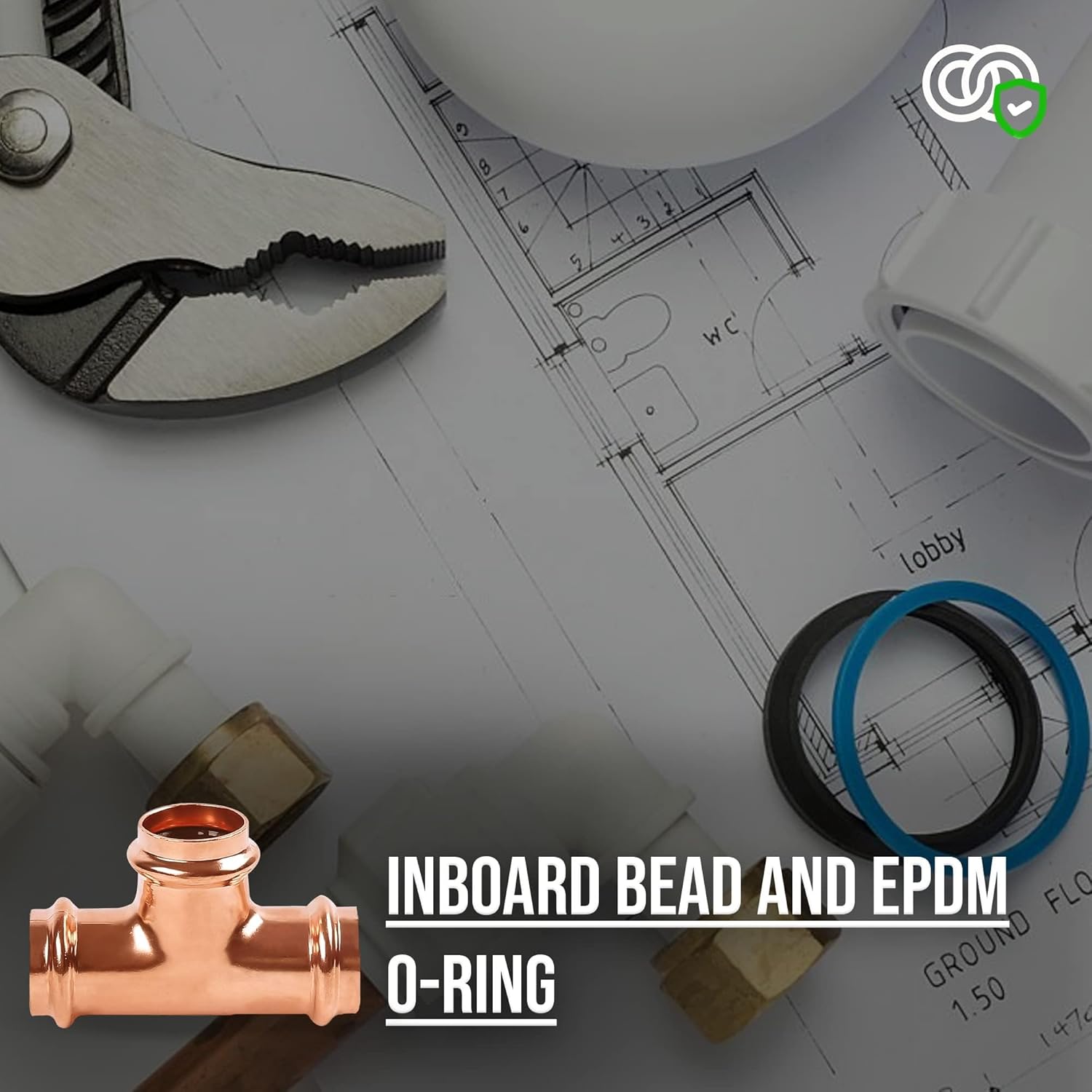 ProPress Fitting Copper Press Tee 1/2 Inch Fitting, Pressure 3 Way 1/2" Equal Tee ProPress Copper Connection, Residential, Commercial Plumbing 0.5 Inch (10)