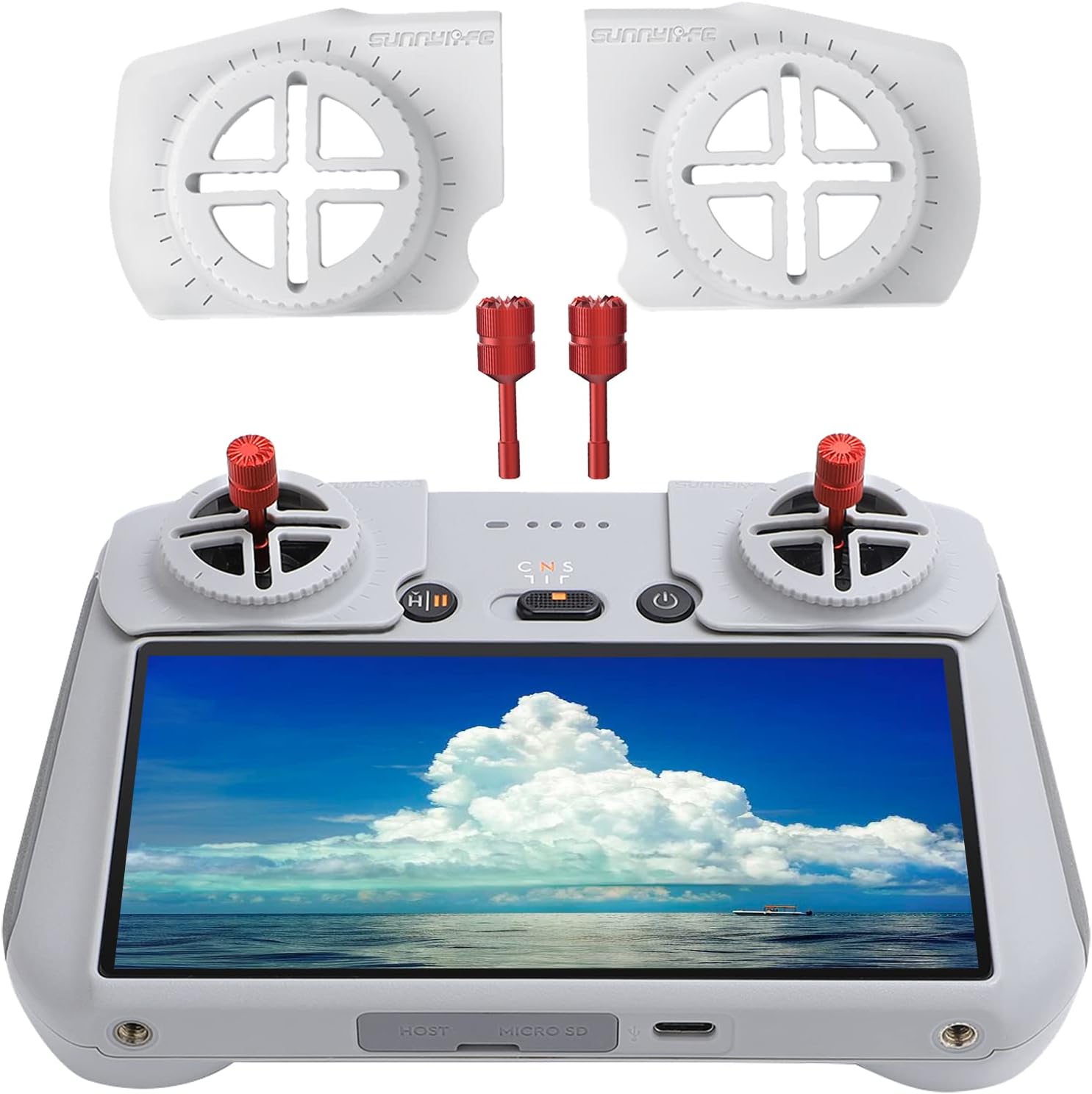 RC Speed Controller + Lengthen Control Sticks for DJI Air 3 Mini 3 Pro Mavic 3 RC/RC 2 Remote Controller Cover Accessories Joystcik Thumbstick Rockers Fixator Adjustable - Red