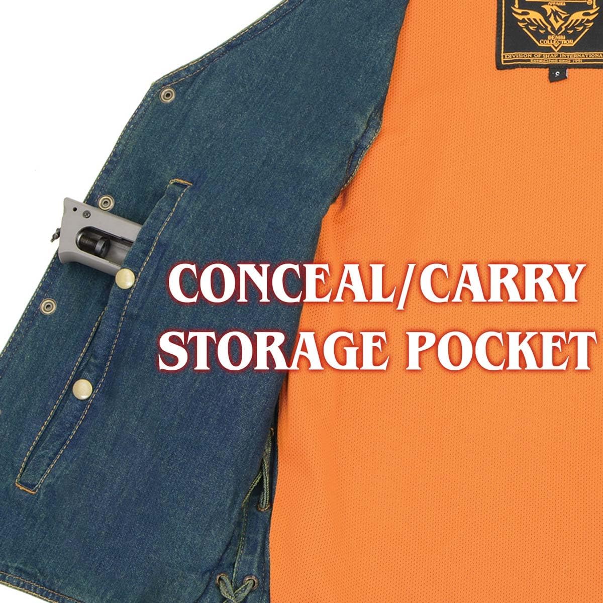 Milwaukee Leather DM1360 Men's Classic Blue Denim Motorcycle Biker Riders Vest w/Adjustable Side Laces