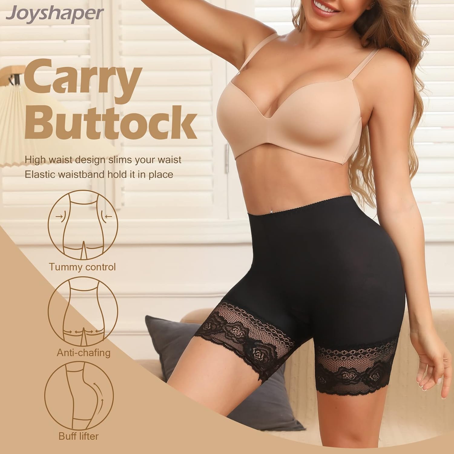 JOYSHAPER Slip Shorts for Under Dresses Thigh Bands Anti Chafing Lace Panties Underwear Women Base Layer - Image 2