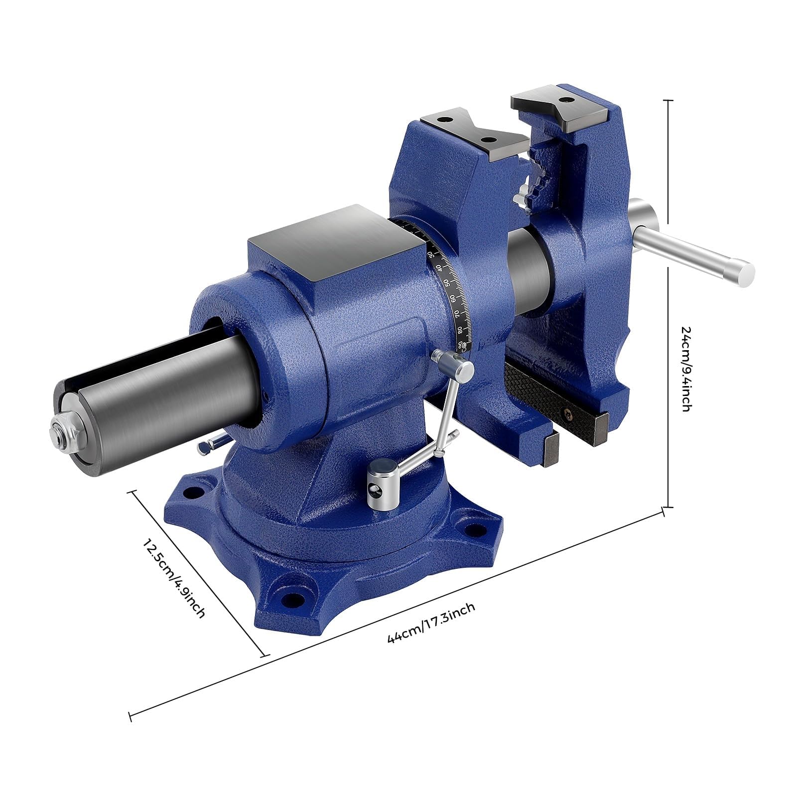 Étau rotatif professionnel multifonctionnel professionnel, mâchoires en acier, mâchoires de 125 mm, mâchoires biaxiales, pivotant, 360 degrés, pinces parallèles