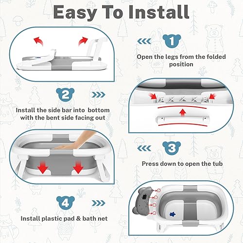 Miniatura 5 de AVIDOR Bañera para bebé, bañera plegable para recién nacidos a niños pequeños, bañera esencial duradera para bebés, bañera portátil de viaje para