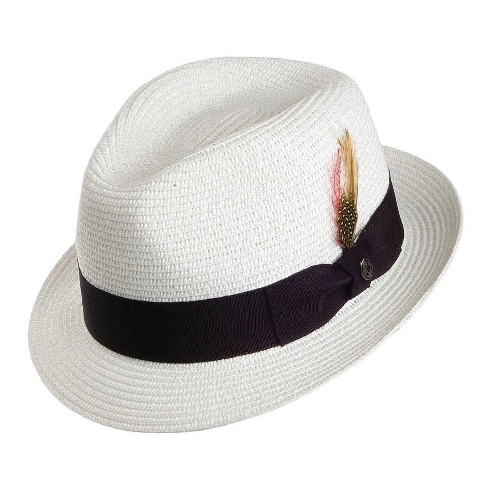 Jaxon & James Men's White Toyo Straw Trilby Hat - Medium