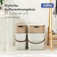 Cutie de depozitare Rotho ALBULA cu capac, 40 L, recipient mare din plastic cu mânere, 40x36x34 cm, gri deschis 2