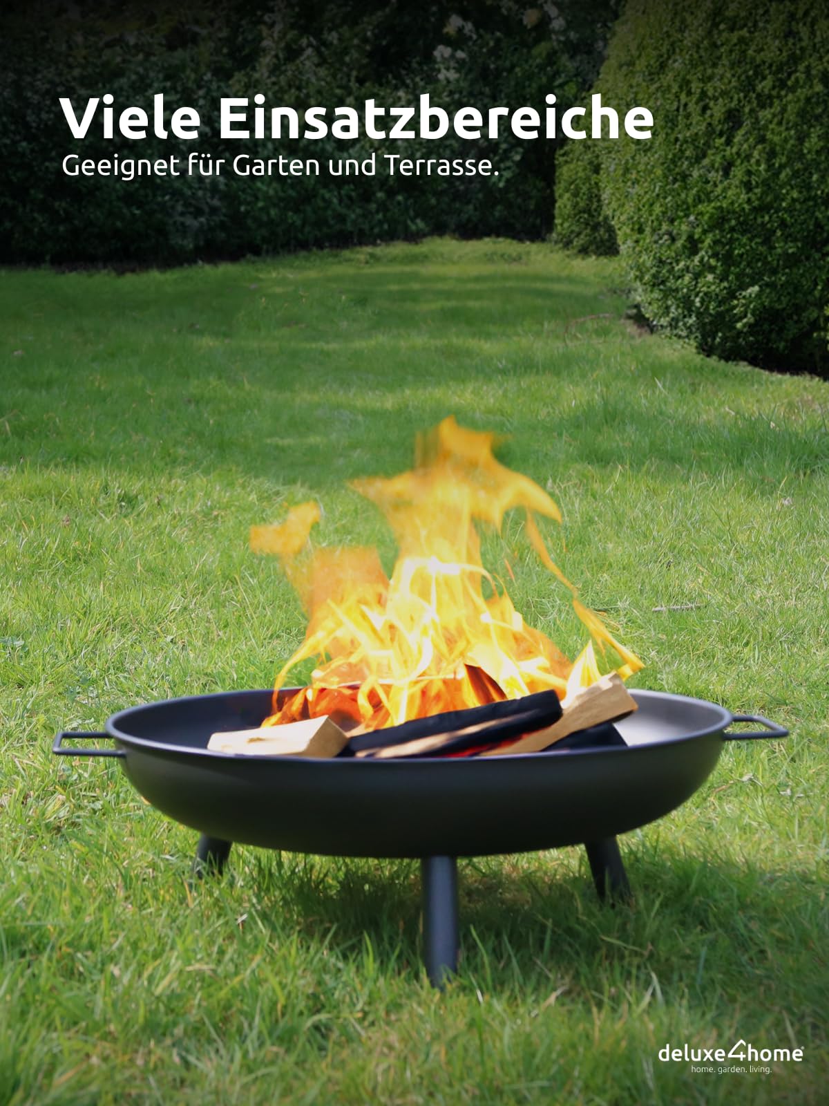 Feuerschale Schwarz ⌀58 cm I Sichere Feuerstelle für Garten, Terrasse I Metallschale für Lagerfeuer I Feuerkorb Robust