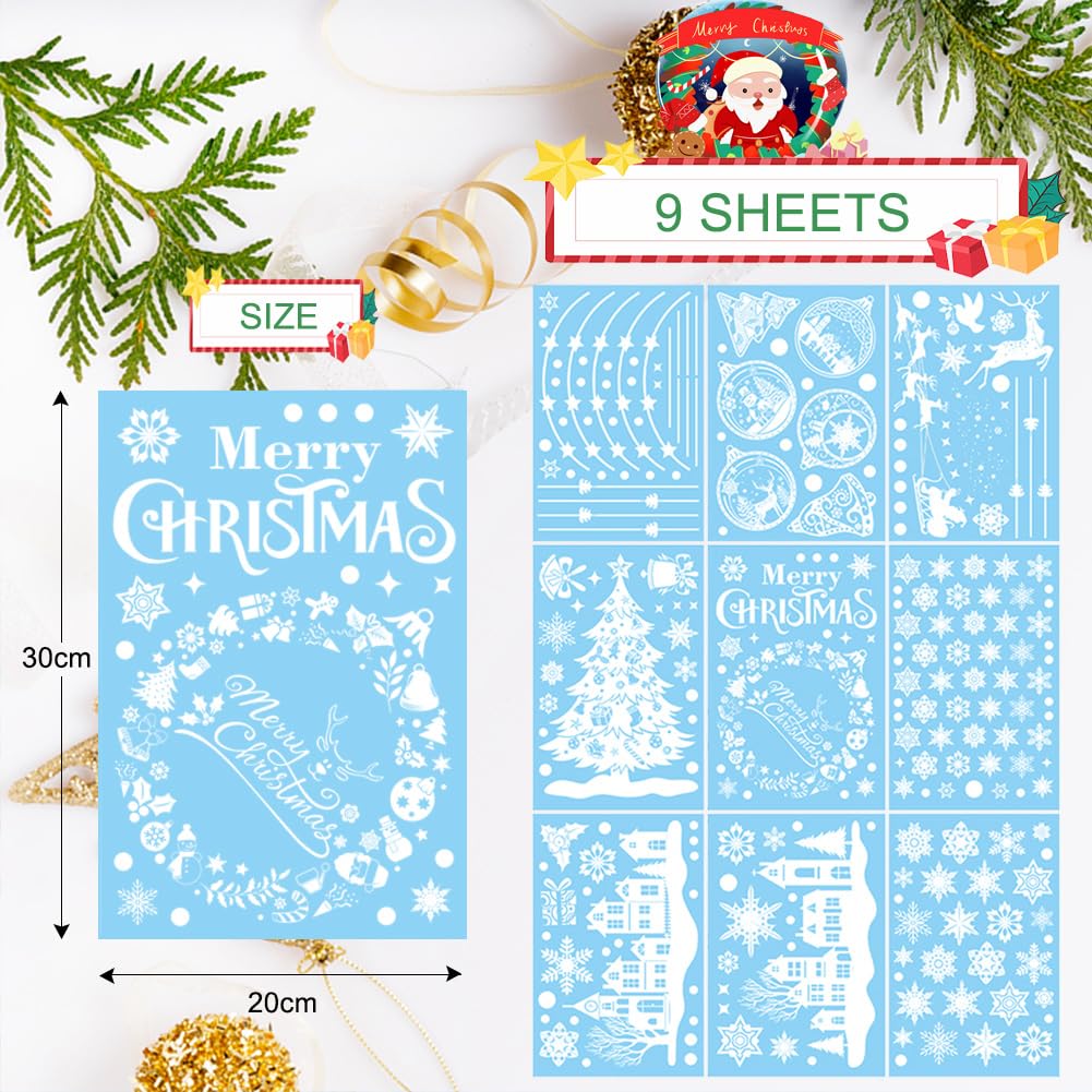 Pegatinas Navideñas Para Ventanas Doradas - 4 Piezas Grandes Reutilizables Para Decorar Cristales Y Escaparates