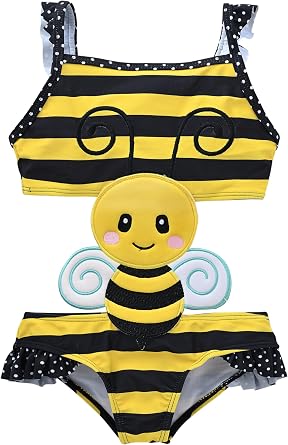 kavkas Baby Girl Sleeveless Printed One Piece Swimsuit Set Kids Cute Swimsuit Beach Bikini for Toddler Girls 12M-8Y