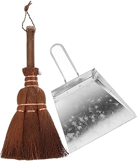 minkissy 2 Sets Pet Cleaning Tool Pet Cage Cleaning Brush Cat Litter Sifter Scoop Desktop Cleaning Supplies Standing Dust Pan Mini Dust Pan Dog Shovel Stainless Steel Wood