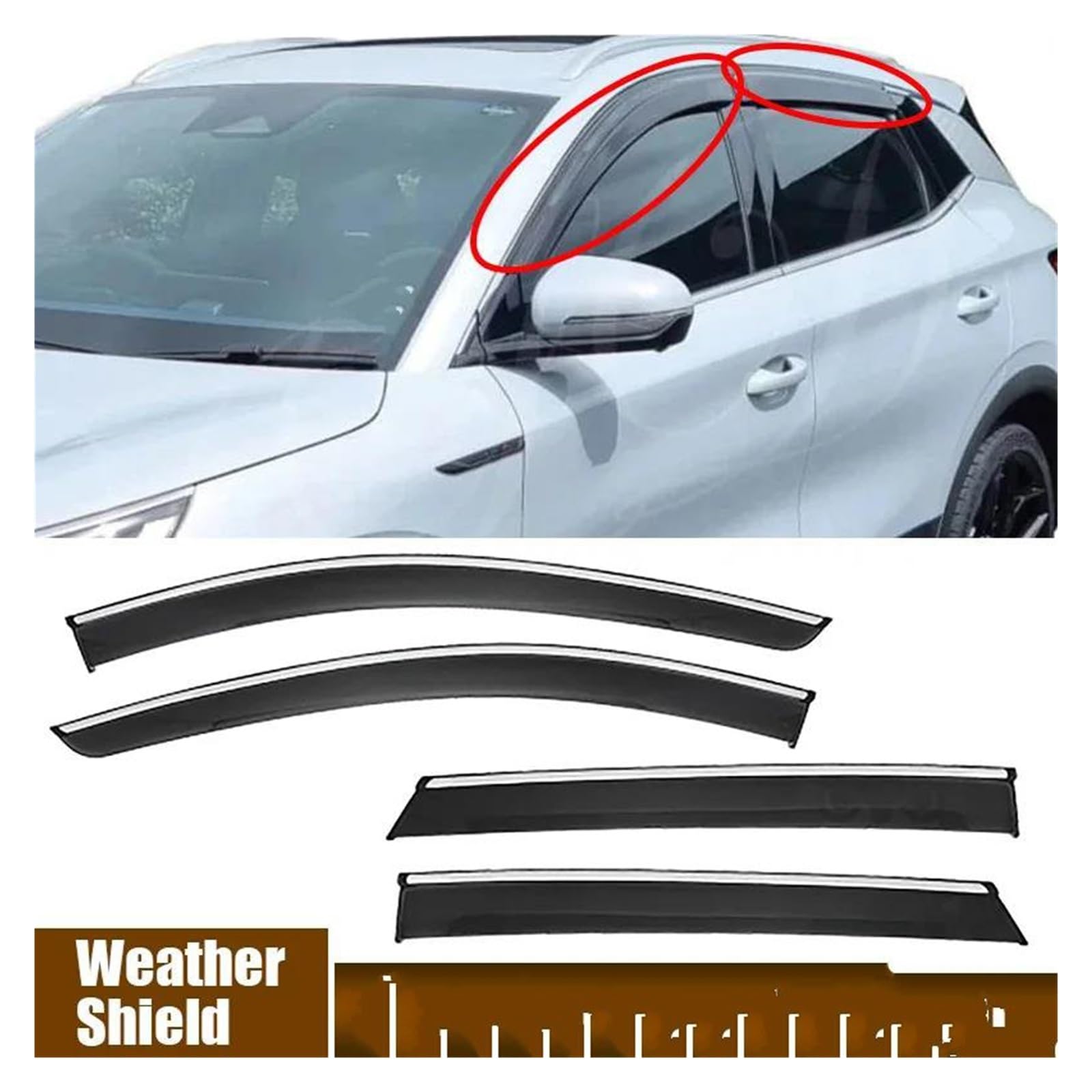 Seitenfensterabweiser Car Window Weather Shields For BYD For Yuan For Plus For Atto 3 2022+ Paste-mounted Window Deflector Rain Covers 4Pcs/Set
