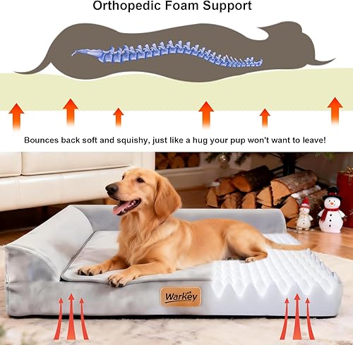 Miniatura 2 de Cama para perros de gran tamaño, sofá ortopédico para perros, cama para mascotas, cama impermeable de espuma viscoelástica, sofá cama grande para