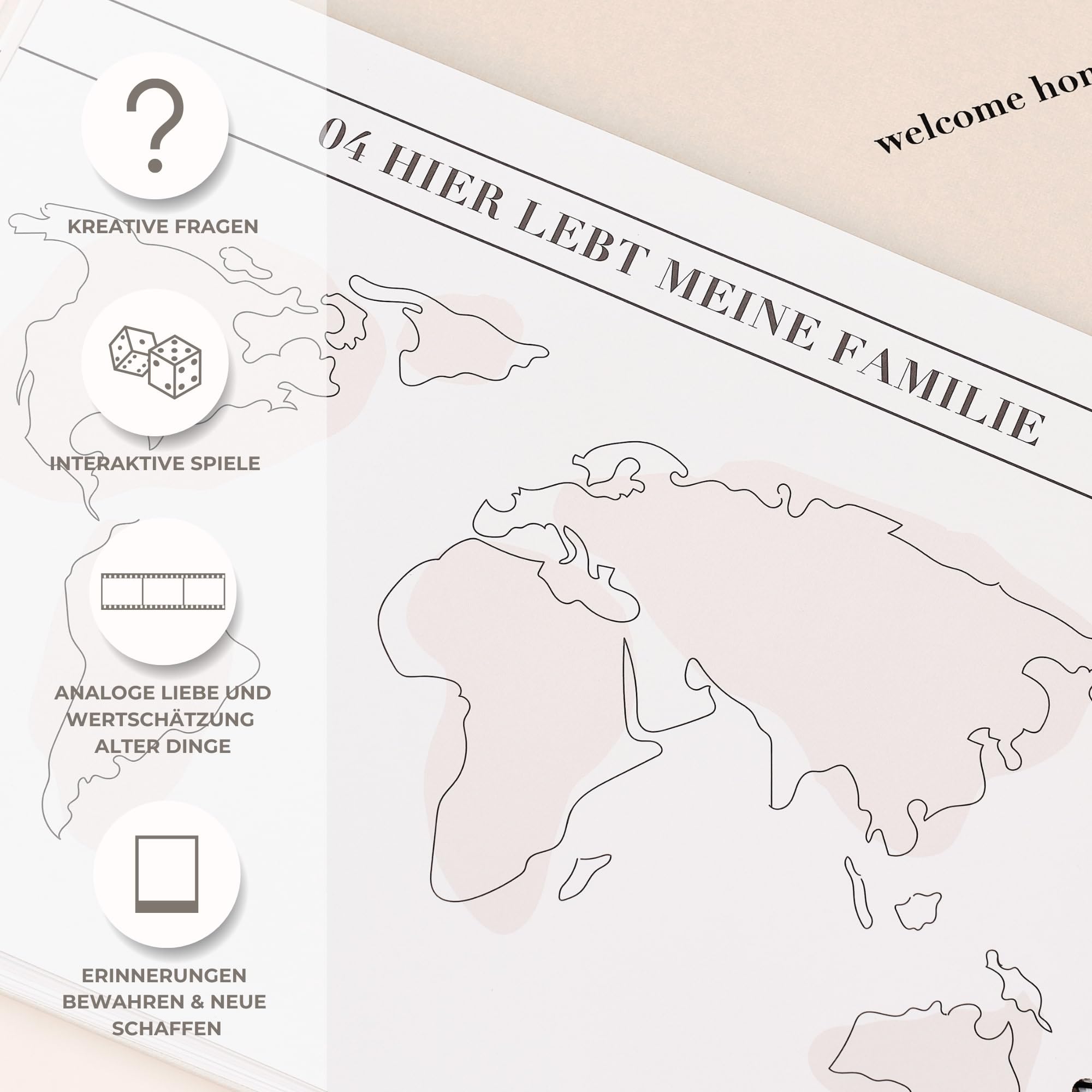 "welcome home" Familienbuch - 20 Mitglieder: Mein Familienbuch zum Ausfüllen - Familienstammbuch Din A4 - Freundebuch - Erinnerungsalbum für ... - Geschenk für die Familie Erwachsene Kinder