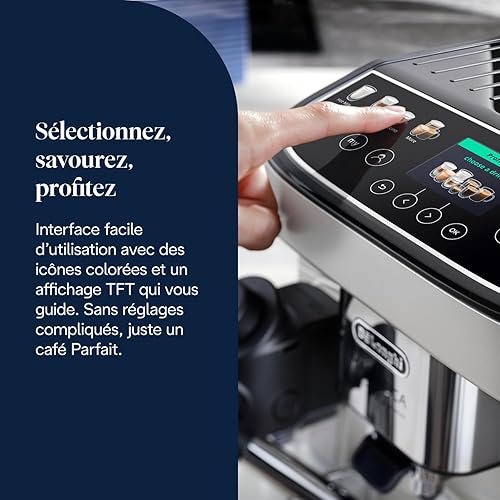 De’Longhi Magnifica Evo Next - Perfetto Machine à Café Automatique avec LatteCrema Mousseur à Lait Automatique, 13 Boissons en une Seule Touche, Écran Tactile Couleurs, Argent et Noir (ECAM312.80.SB) - 6