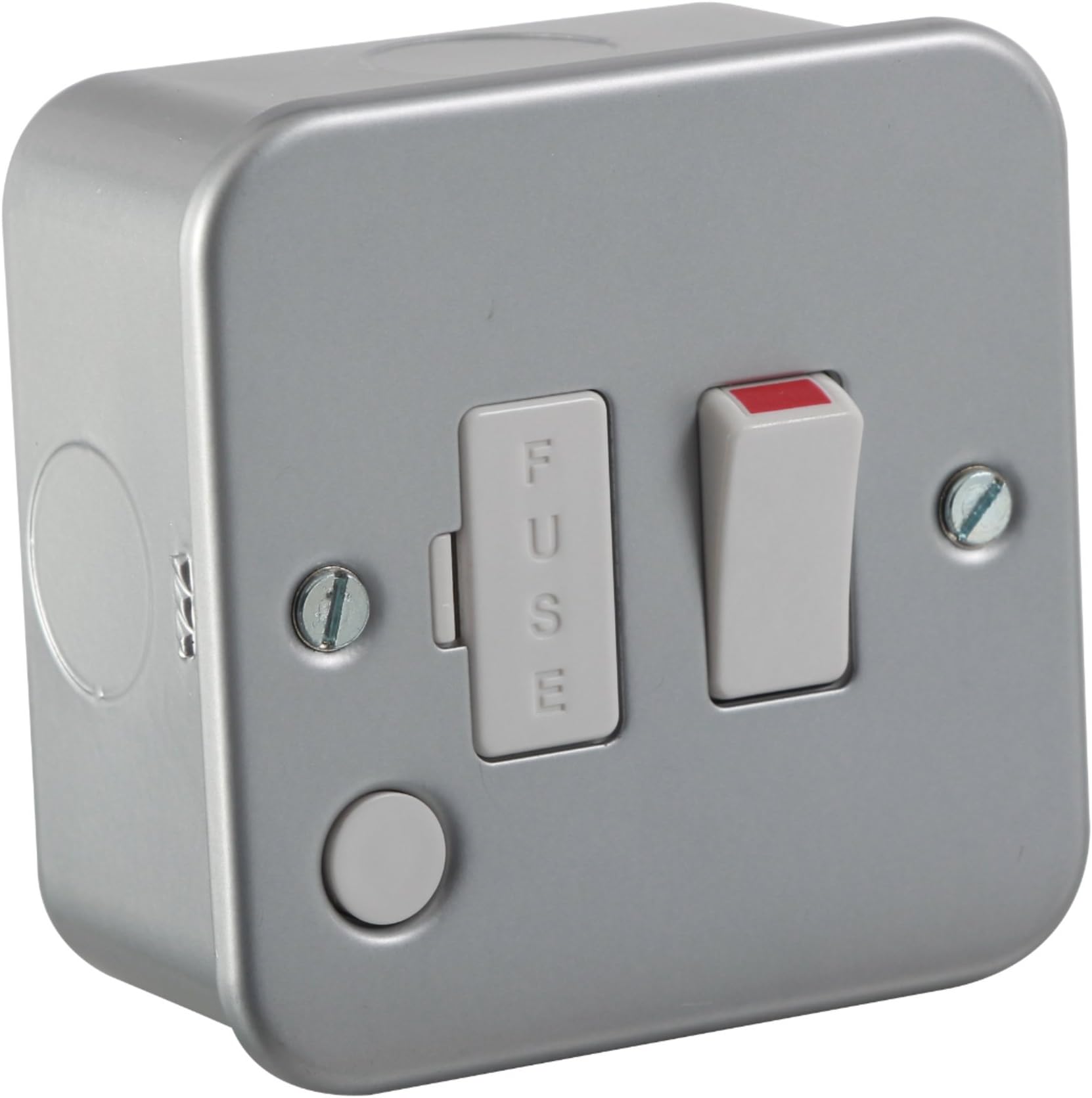 M6300F Metal Clad 13A Switched Fused Spur Unit with Flex Outlet, 230 V, Grey
