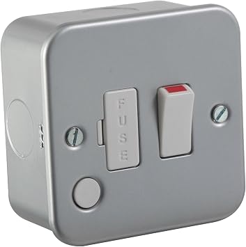 Knightsbridge M6300F Metal Clad 13A Switched Fused Spur Unit with Flex Outlet, 230 V, Grey