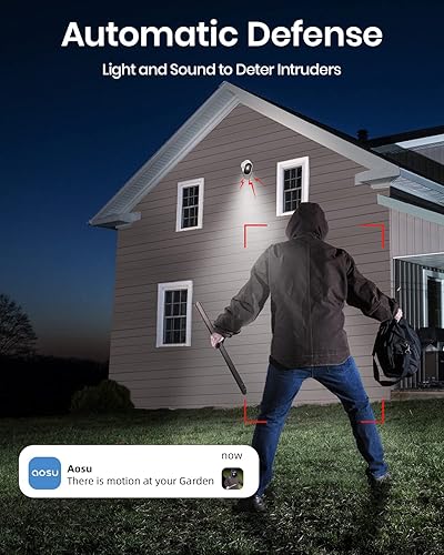 Miniatura 7 de AOSU Cámaras de seguridad inalámbricas para exteriores, kit de 4 cámaras, ultra gran angular de 166, alimentadas con pilas, sin suscripción, sistema